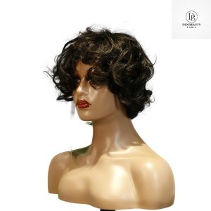 center wig machine made black wig remy hair tc068
