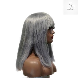 center wig machine made gray wig remy hair 12p