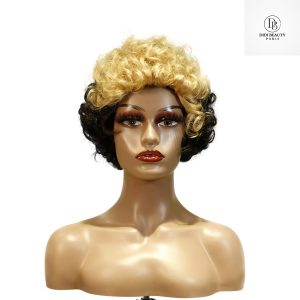 center wig machine made black wig remy hair tc004