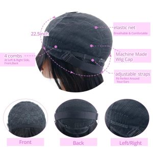 center wig machine made black wig remy hair tc068