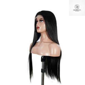 center wig natural black remy hair 6x7 lace closure straight human hair wig