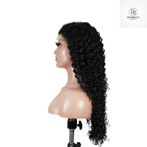 center wig natural black remy hair 6x7 lace closure deep wave human hair wig