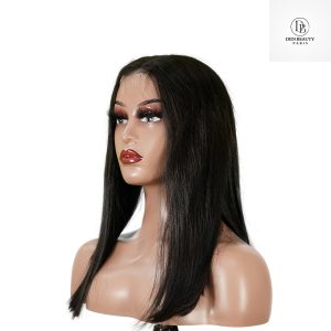 center wig natural black asian raw hair 2x6 hd lace closure straight bob human hair wig