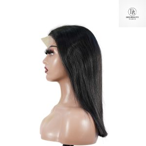 center wig natural black remy hair 5x5 lace closure straight bob human hair wig