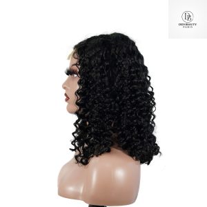 center wig natural black remy hair 2x6 lace closure deep wave bob human hair wig