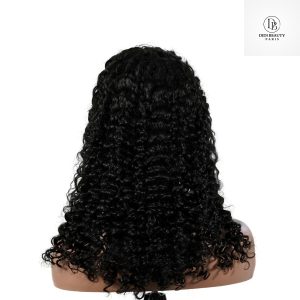 center wig natural black remy hair 5x5 lace closure deep wave human hair wig