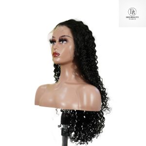 center wig natural black asian raw hair 13x6 hd lace front wig deep wave human hair wig