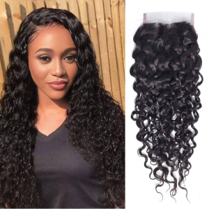 center wig remy hair 4x4 water wave closure