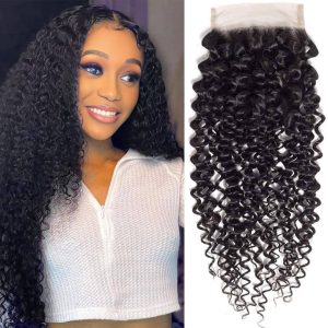 center wig remy hair 4x4 kinky curly closure