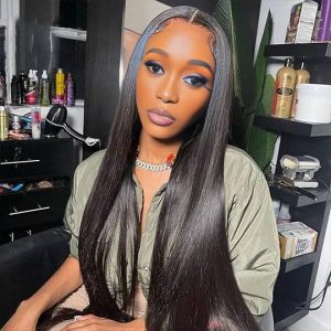 center wig 13x4 straight lace front wig natural black remy hair