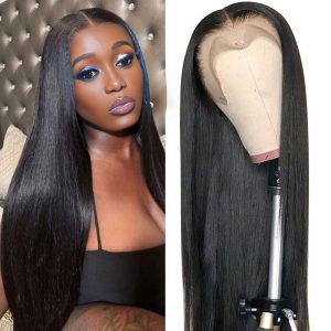 center wig 13x4 straight hd lace front wig natural black remy hair